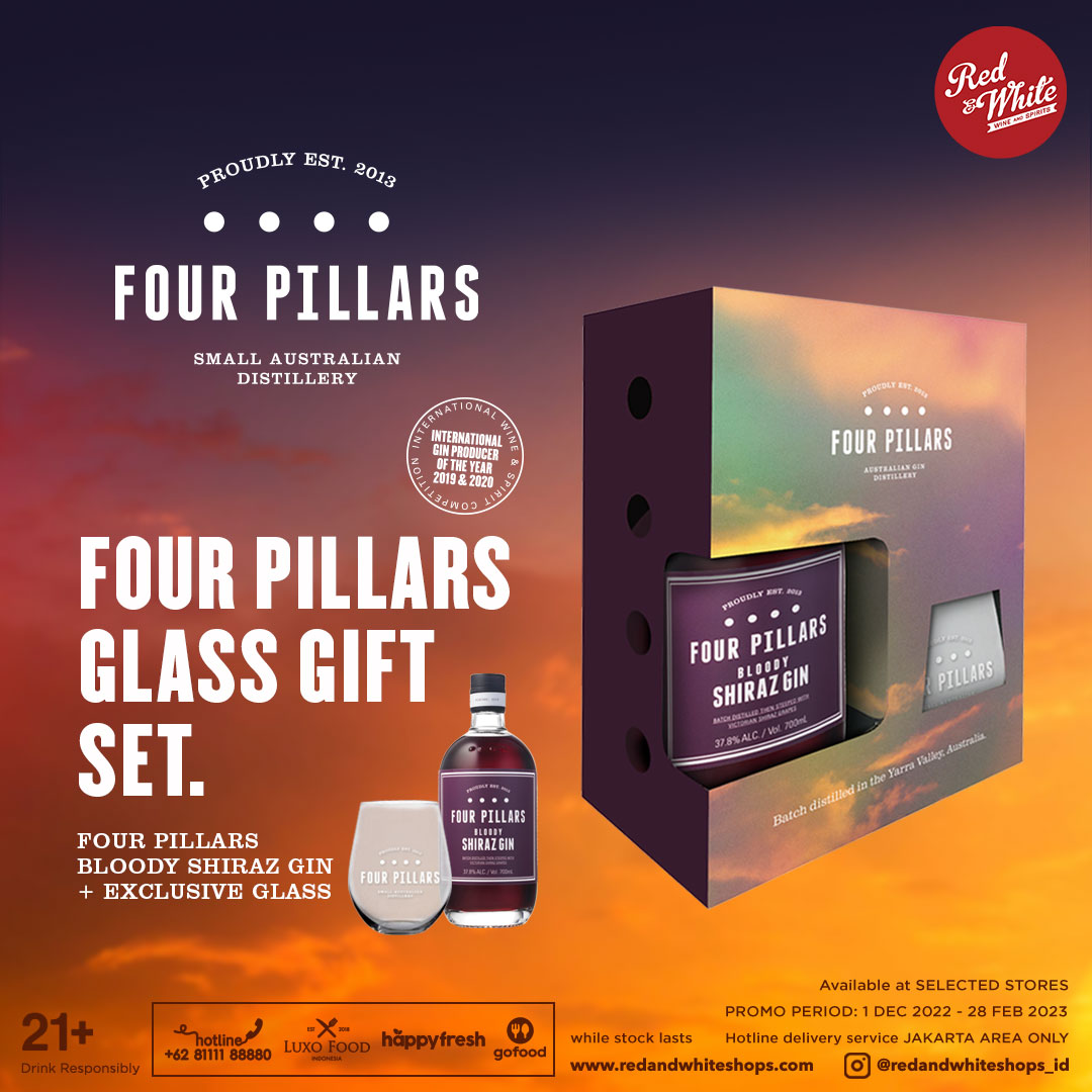 Four Pillars Glass Gift Set Red & White